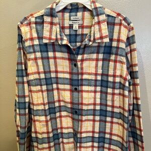 L.L. Bean Women’s Plaid Shirt - Blue, Red, Yellow